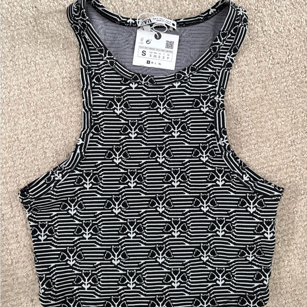 Zara Monochrome Geometric Tank Top